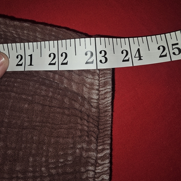 Easel Burgundy Gauze Long Sleeve Babydoll Collared Medium Top - Picture 7 of 9